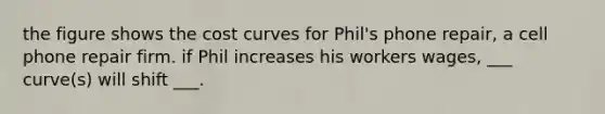 the figure shows the cost curves for Phil's phone repair, a cell phone repair firm. if Phil increases his workers wages, ___ curve(s) will shift ___.