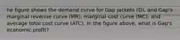 he figure shows the demand curve for Gap jackets (D), and Gap's marginal revenue curve (MR), marginal cost curve (MC), and average total cost curve (ATC). In the figure above, what is Gap's economic profit?