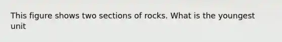 This figure shows two sections of rocks. What is the youngest unit