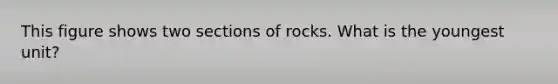 This figure shows two sections of rocks. What is the youngest unit?