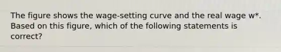 The figure shows the wage-setting curve and the real wage w*. Based on this figure, which of the following statements is correct?