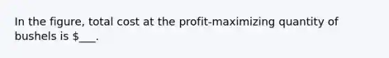 In the figure, total cost at the profit-maximizing quantity of bushels is ___.