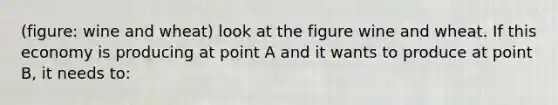 (figure: wine and wheat) look at the figure wine and wheat. If this economy is producing at point A and it wants to produce at point B, it needs to:
