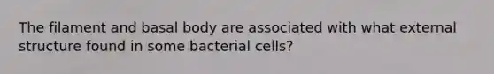 The filament and basal body are associated with what external structure found in some bacterial cells?