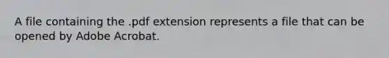 A file containing the .pdf extension represents a file that can be opened by Adobe Acrobat.