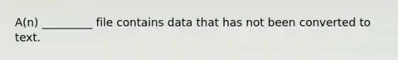 A(n) _________ file contains data that has not been converted to text.