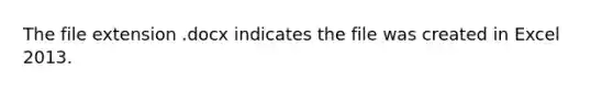 The file extension .docx indicates the file was created in Excel 2013.