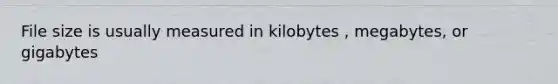 File size is usually measured in kilobytes , megabytes, or gigabytes