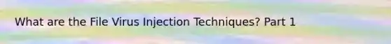 What are the File Virus Injection Techniques? Part 1