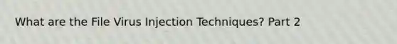 What are the File Virus Injection Techniques? Part 2