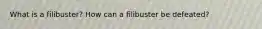 What is a filibuster? How can a filibuster be defeated?