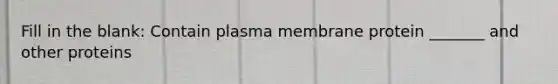 Fill in the blank: Contain plasma membrane protein _______ and other proteins