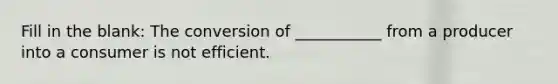 Fill in the blank: The conversion of ___________ from a producer into a consumer is not efficient.