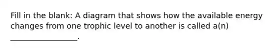 Fill in the blank: A diagram that shows how the available energy changes from one trophic level to another is called a(n) _________________.