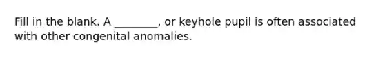 Fill in the blank. A ________, or keyhole pupil is often associated with other congenital anomalies.