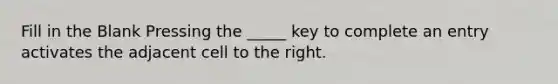 Fill in the Blank Pressing the _____ key to complete an entry activates the adjacent cell to the right.