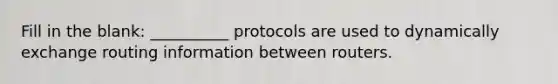 Fill in the blank: __________ protocols are used to dynamically exchange routing information between routers.