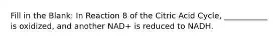 Fill in the Blank: In Reaction 8 of the Citric Acid Cycle, ___________ is oxidized, and another NAD+ is reduced to NADH.