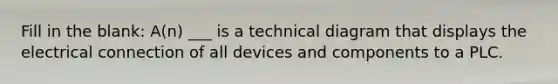 Fill in the blank: A(n) ___ is a technical diagram that displays the electrical connection of all devices and components to a PLC.