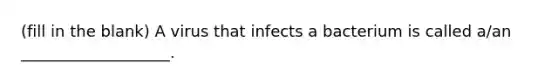 (fill in the blank) A virus that infects a bacterium is called a/an ___________________.