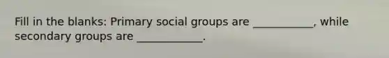 Fill in the blanks: Primary social groups are ___________, while secondary groups are ____________.