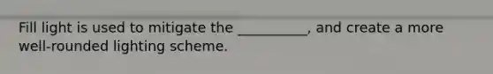 Fill light is used to mitigate the __________, and create a more well-rounded lighting scheme.