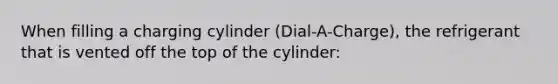 When filling a charging cylinder (Dial-A-Charge), the refrigerant that is vented off the top of the cylinder: