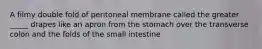 A filmy double fold of peritoneal membrane called the greater _____ drapes like an apron from the stomach over the transverse colon and the folds of the small intestine