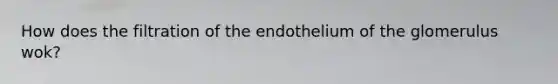 How does the filtration of the endothelium of the glomerulus wok?