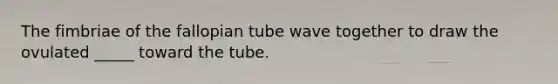 The fimbriae of the fallopian tube wave together to draw the ovulated _____ toward the tube.