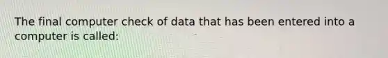 The final computer check of data that has been entered into a computer is called: