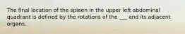 The final location of the spleen in the upper left abdominal quadrant is defined by the rotations of the ___ and its adjacent organs.