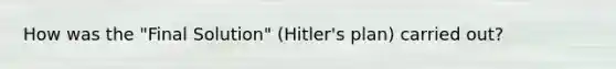 How was the "Final Solution" (Hitler's plan) carried out?