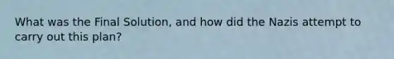 What was the Final Solution, and how did the Nazis attempt to carry out this plan?