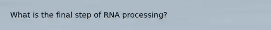 What is the final step of RNA processing?