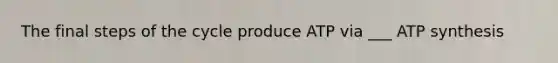 The final steps of the cycle produce ATP via ___ ATP synthesis