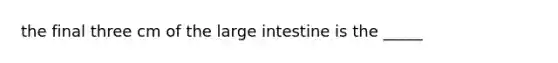 the final three cm of the large intestine is the _____