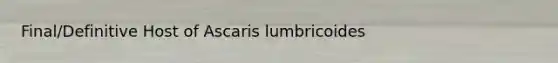Final/Definitive Host of Ascaris lumbricoides