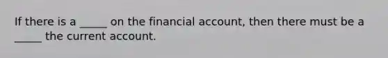 If there is a _____ on the financial account, then there must be a _____ the current account.