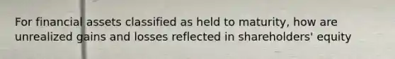 For financial assets classified as held to maturity, how are unrealized gains and losses reflected in shareholders' equity