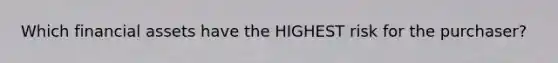 Which financial assets have the HIGHEST risk for the purchaser?