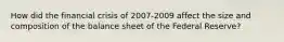 How did the financial crisis of 2007-2009 affect the size and composition of the balance sheet of the Federal Reserve?