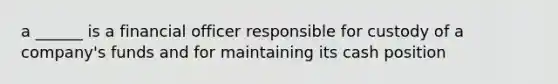 a ______ is a financial officer responsible for custody of a company's funds and for maintaining its cash position