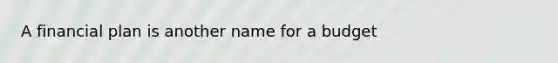 A financial plan is another name for a budget