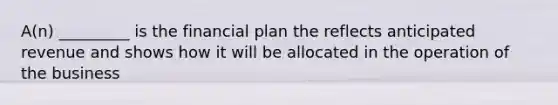 A(n) _________ is the financial plan the reflects anticipated revenue and shows how it will be allocated in the operation of the business