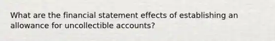 What are the financial statement effects of establishing an allowance for uncollectible accounts?