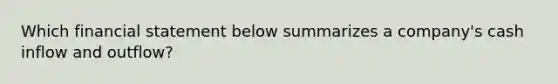 Which financial statement below summarizes a company's cash inflow and outflow?