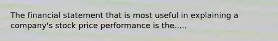 The financial statement that is most useful in explaining a company's stock price performance is the.....