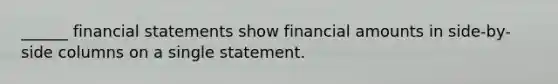 ______ financial statements show financial amounts in side-by-side columns on a single statement.