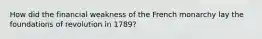 How did the financial weakness of the French monarchy lay the foundations of revolution in 1789?